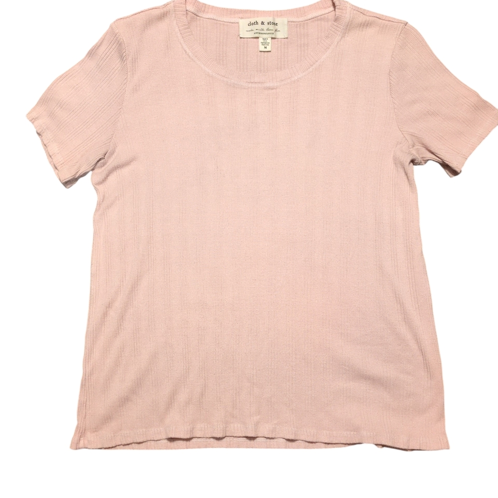 cloth & stone Blush Pink Ribbed Short Sleeve Tee